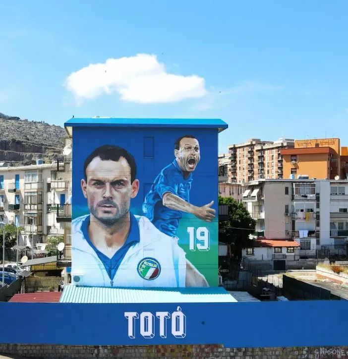 Al Cep di Palermo il murale di Scalisi Palminteri dedicato a Schillaci