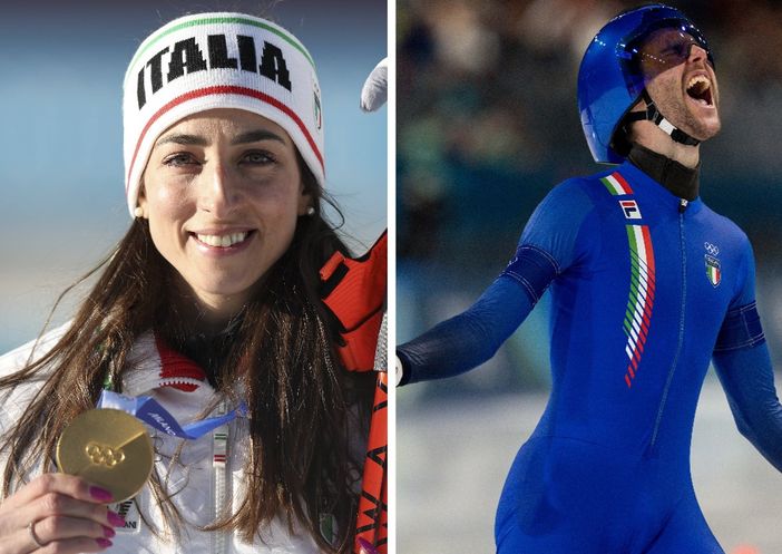 Vittozzi e Ghiotto portabandiera Italia a cerimonia chiusura Milano-Cortina Vittozzi e Ghiotto portabandiera Italia a cerimonia chiusura Milano-Cortina