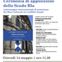 Apposizione scudo blu su palazzo Sormani