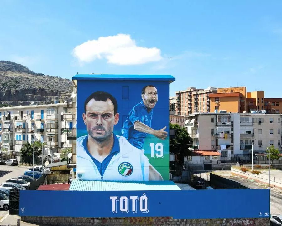 Al Cep di Palermo il murale di Scalisi Palminteri dedicato a Schillaci