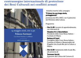 Apposizione scudo blu su palazzo Sormani
