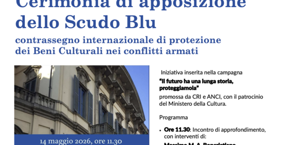 Apposizione scudo blu su palazzo Sormani